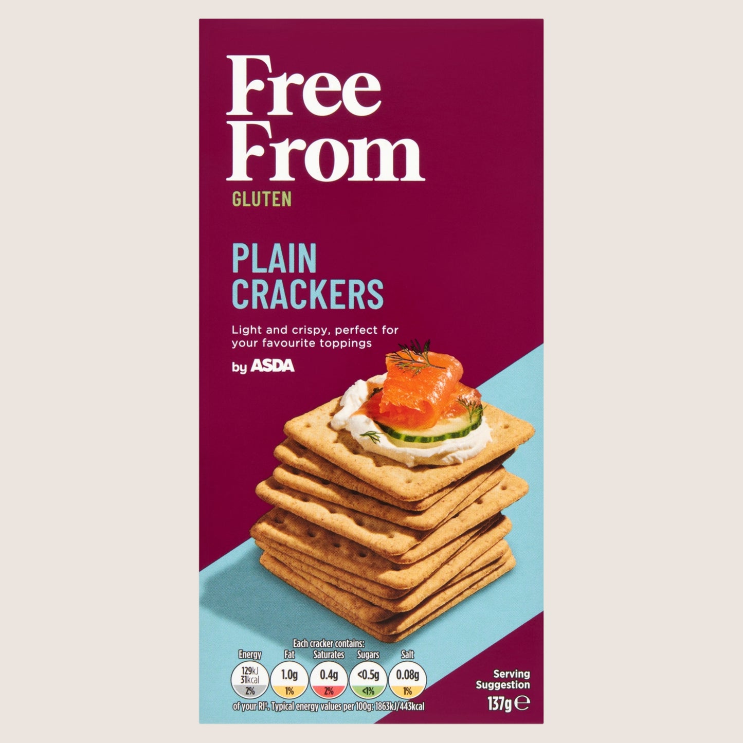 ASDA Free From Free From by Plain Crackers Free From Artificial Additives 137g