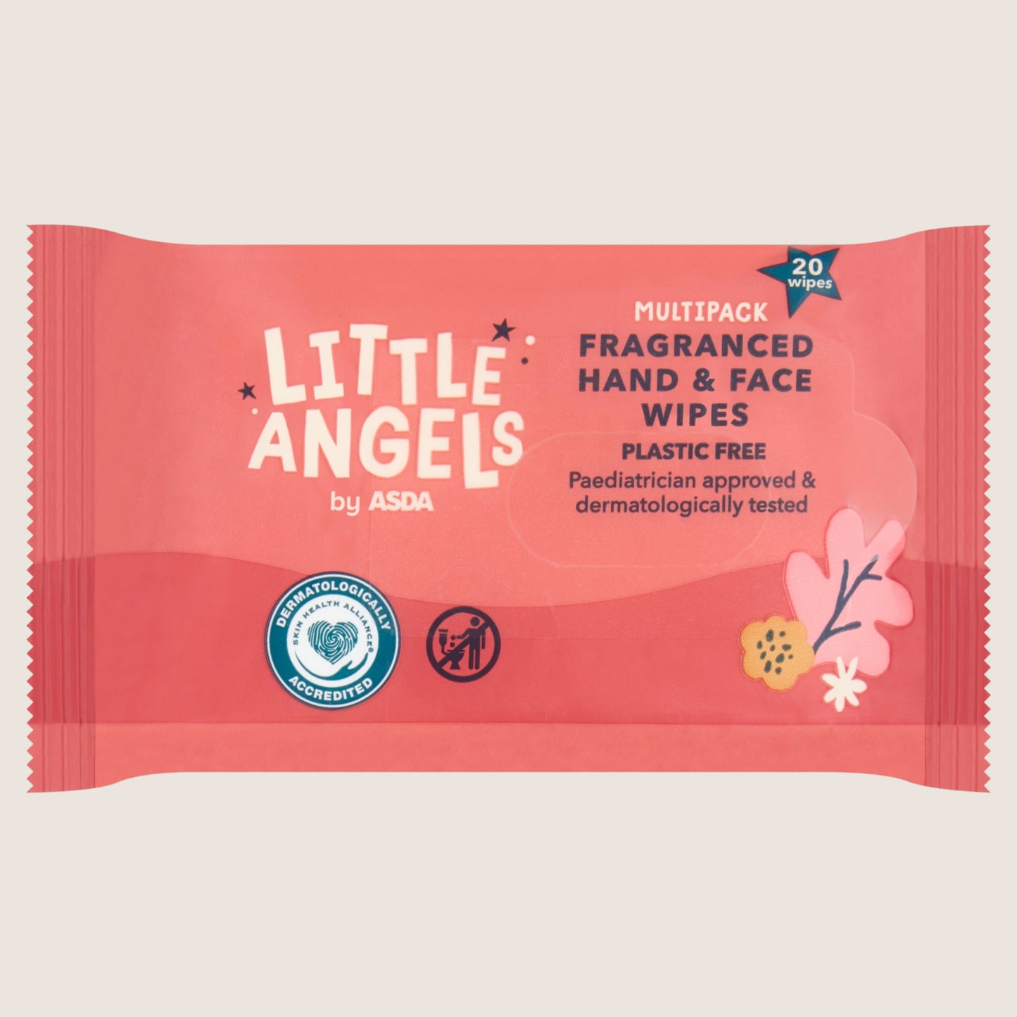 LITTLE ANGELS by ASDA Multipack Fragranced Hand & Face Wipes Gentle Formula 4 Pack