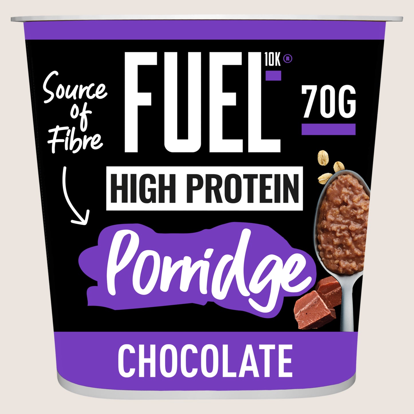 FUEL10K High Protein Chocolate Porridge Oat Cereal Pot High Protein 70g