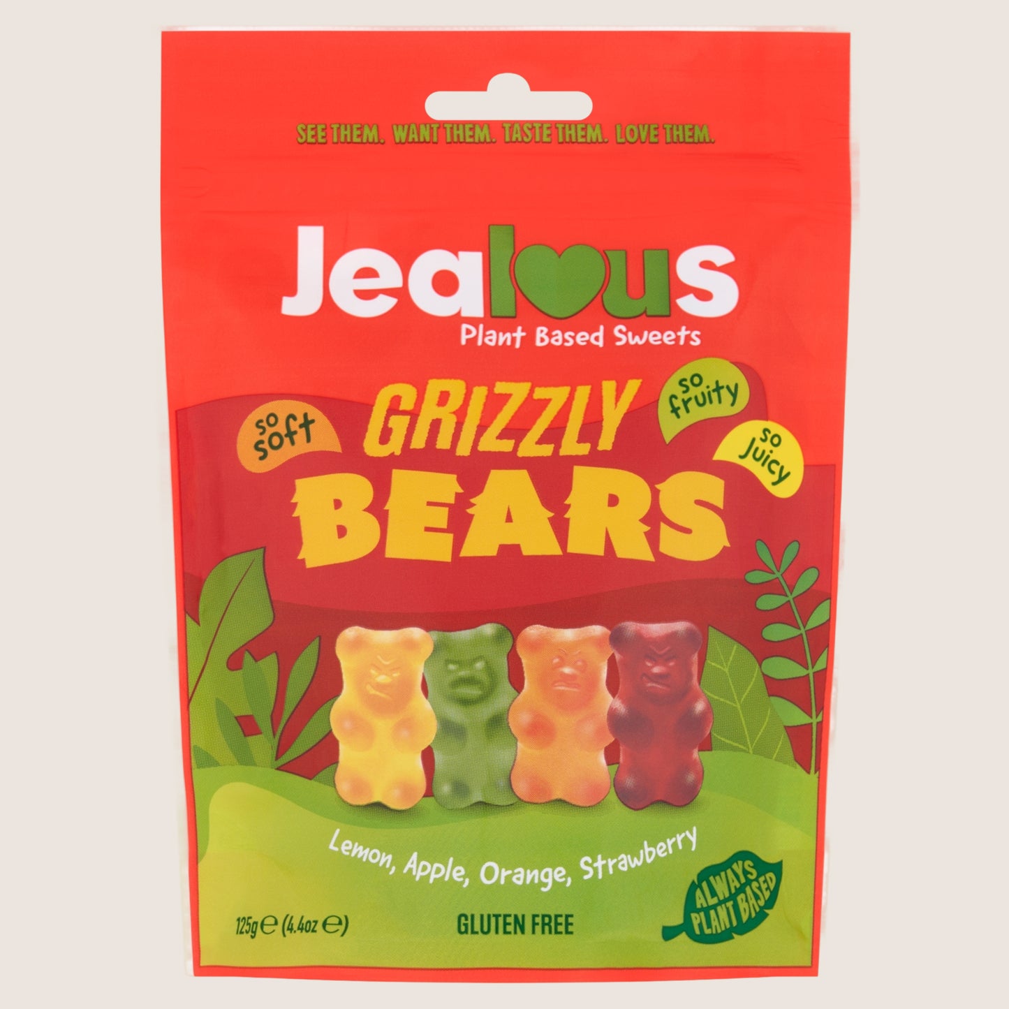 Jealous Sweets Grizzly Bears Lemon, Apple, Orange, Strawberry 125g