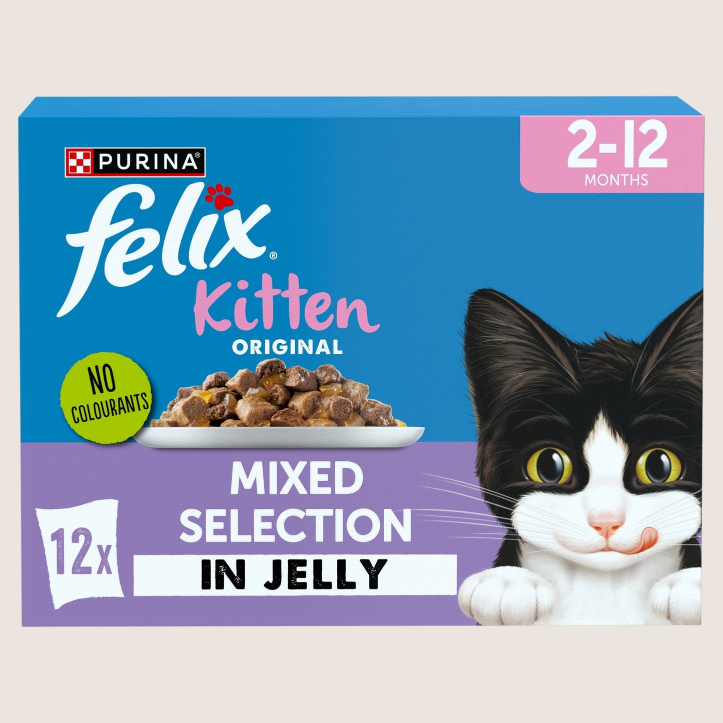 Felix Original Kitten Mixed Selection in Jelly Wet Cat Food Complete Nutrition 12x85g