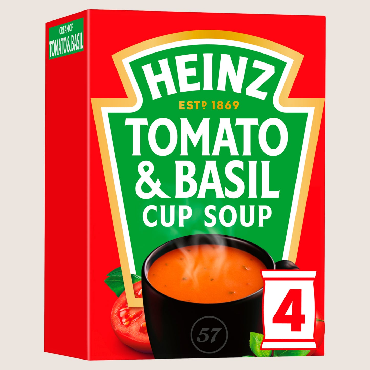 Heinz Cream of Tomato & Basil Cup Soup No Artificial Additives 4 x 22g