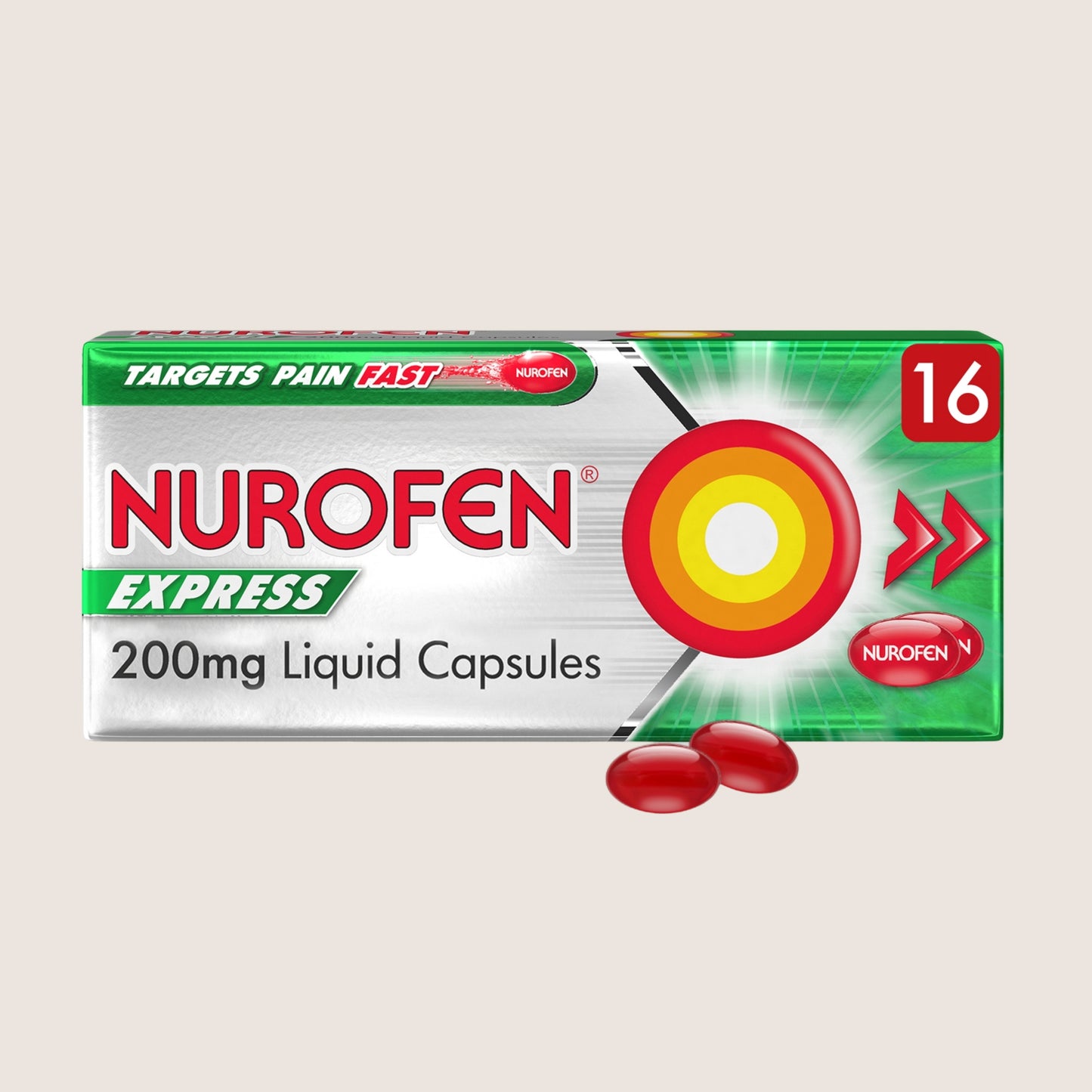 Nurofen Express Pain Relief 200mg Liquid Capsules x16 Fast Acting