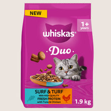 Whiskas WHISKAS 1+ DUO Surf & Turf Dry Cat Food With Taurine 1.9kg