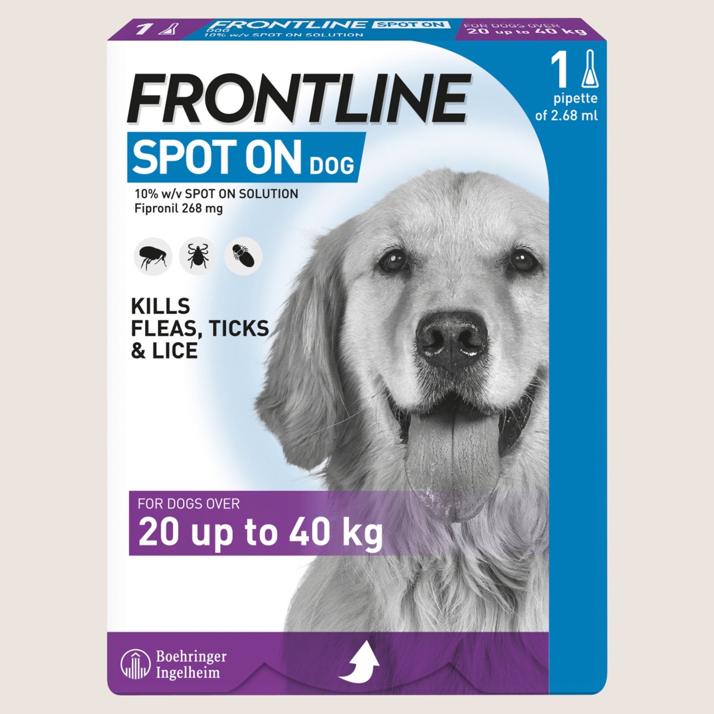 Frontline Spot On Flea & Tick Treatment For Large Dogs 20 Nutritionally Complete 40kg