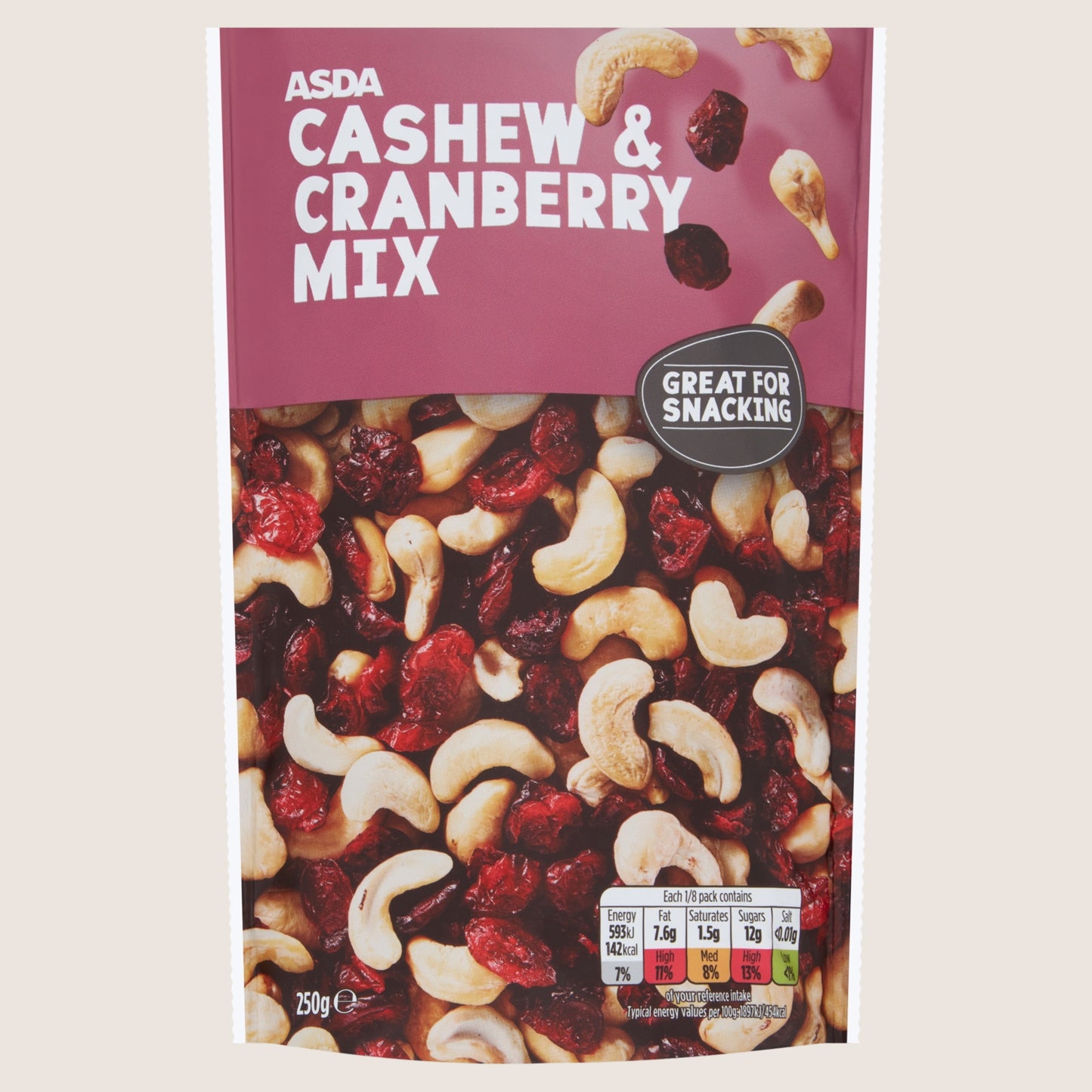 ASDA Cashew & Cranberry Mix Multipack 250g