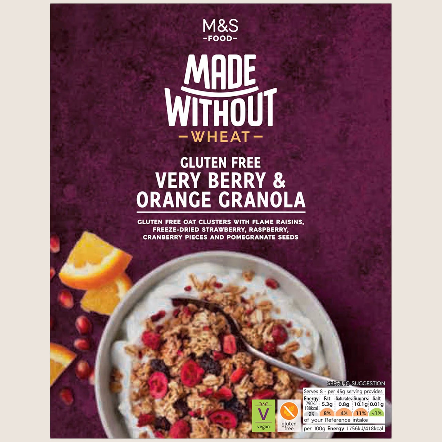 M&S Made Without Wheat Very Berry And Orange Granola 360 g