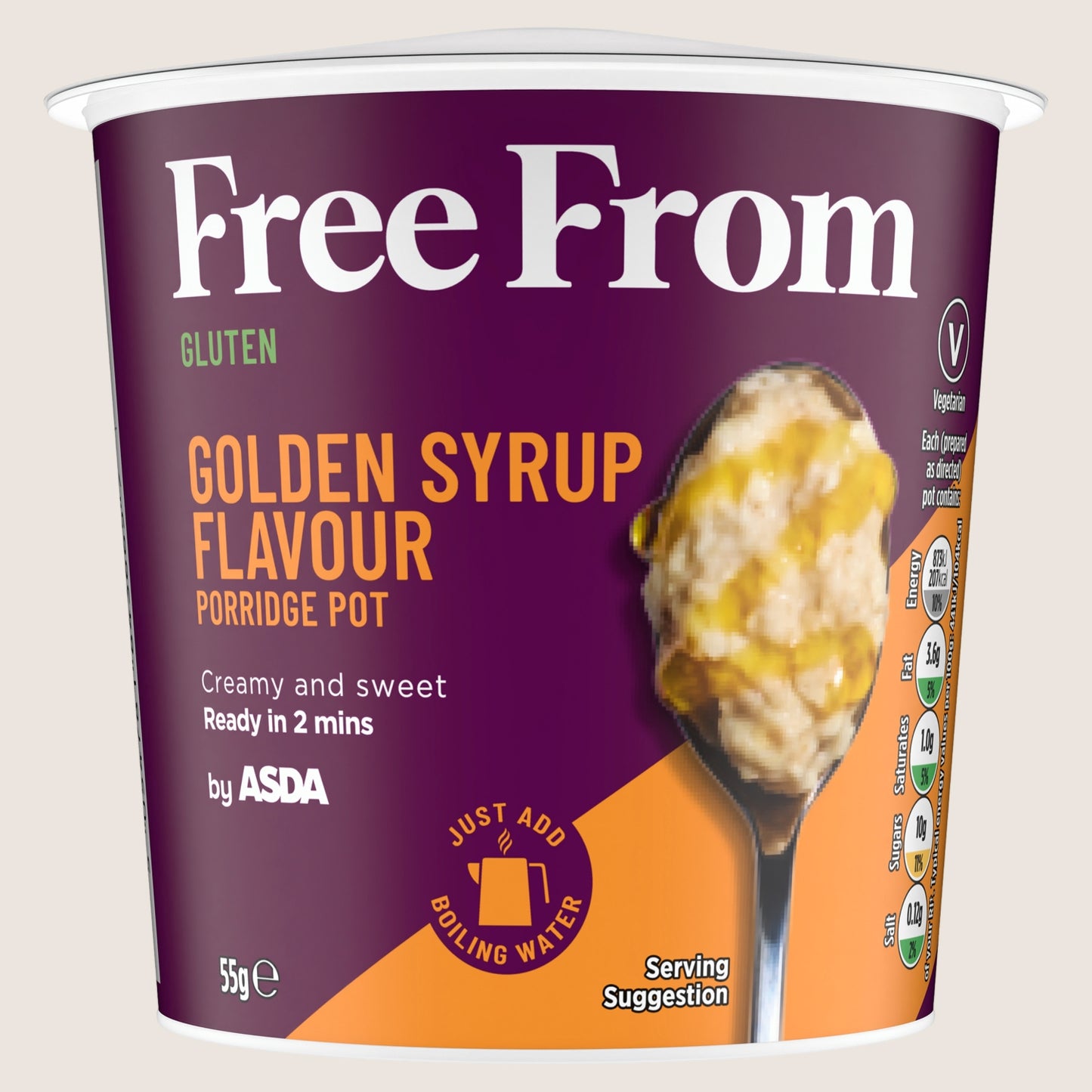 ASDA Free From Free From Golden Syrup Flavour Porridge Pot Gluten Free 55g