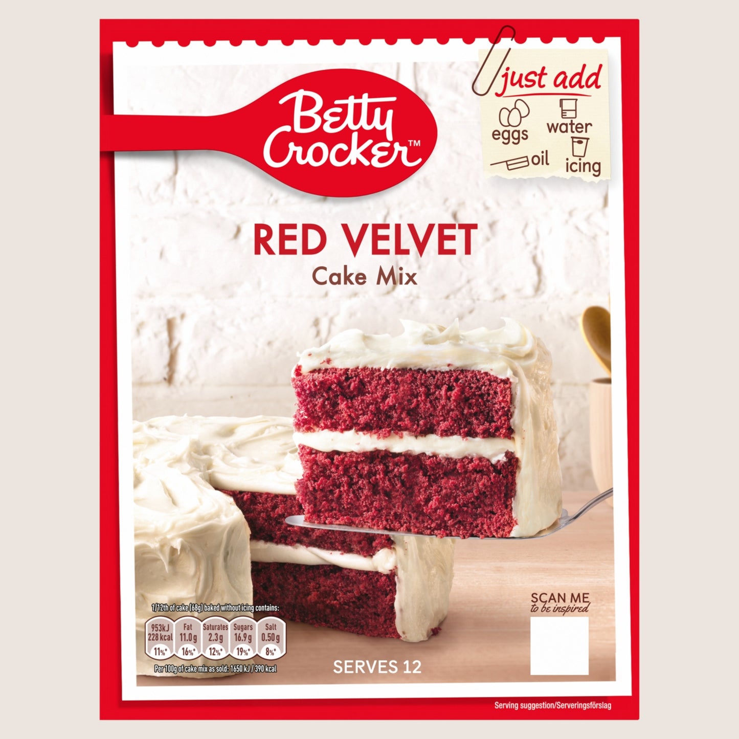 Betty Crocker Red Velvet Cake Mix No Artificial Additives 425g