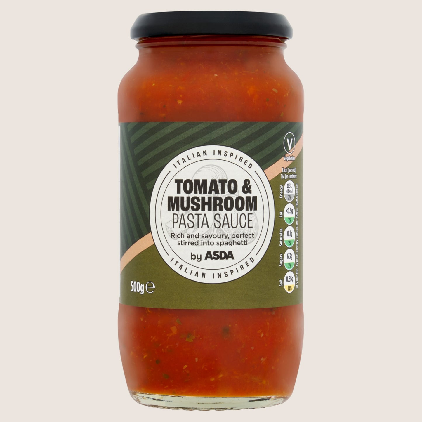ASDA Tomato & Mushroom Pasta Sauce No Artificial Additives 500g