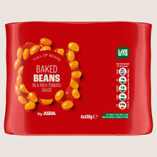 ASDA Baked Beans in a Rich Tomato Sauce No Artificial Additives 4 x 410g