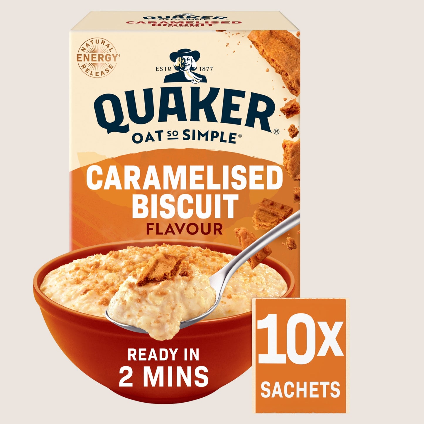 Quaker Oat So Simple Caramelised Biscuit Porridge Sachets Wholegrain 10 x 33.4g