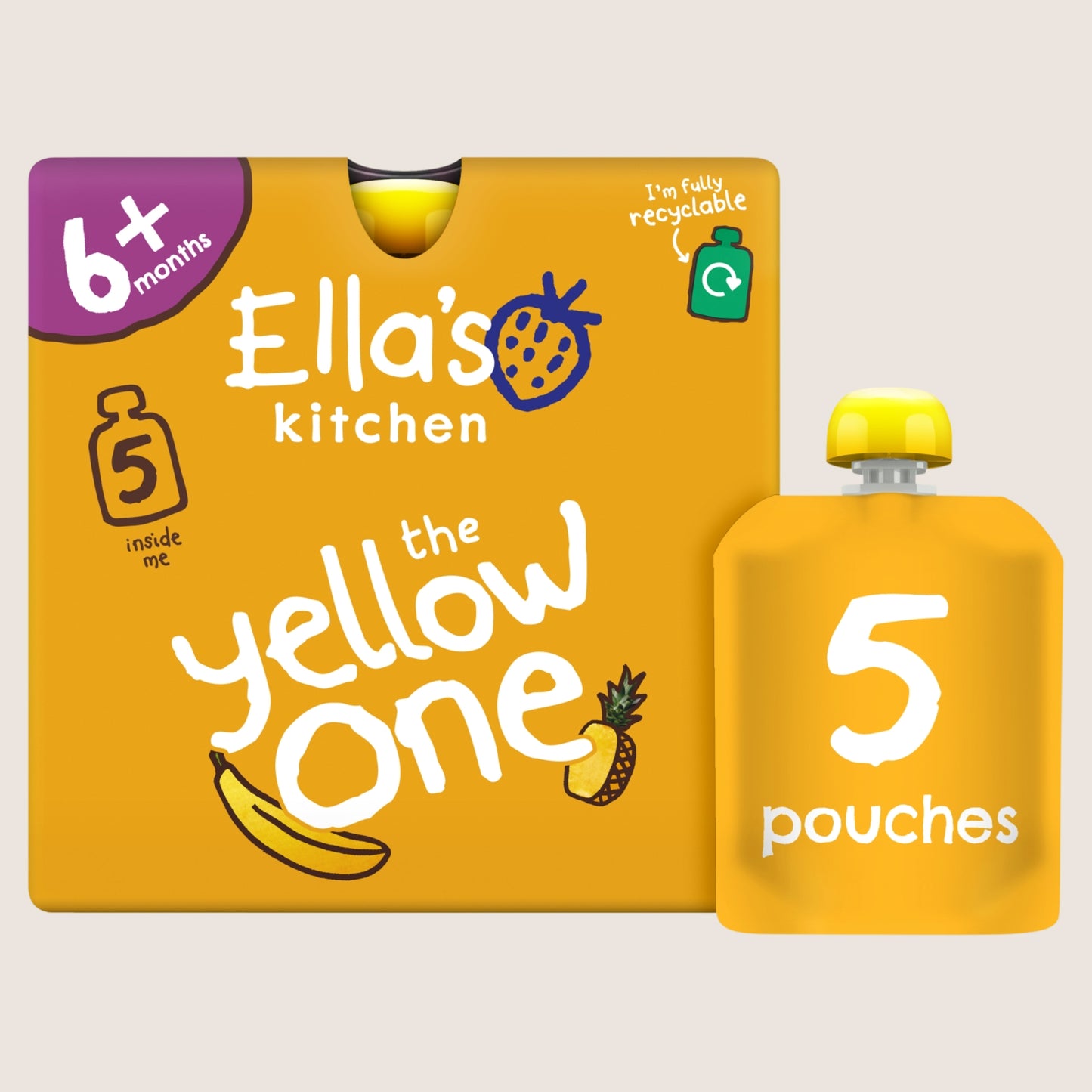 Ella's Kitchen the Yellow One Squished Smoothie Fruits Gentle Formula 5 x 90g