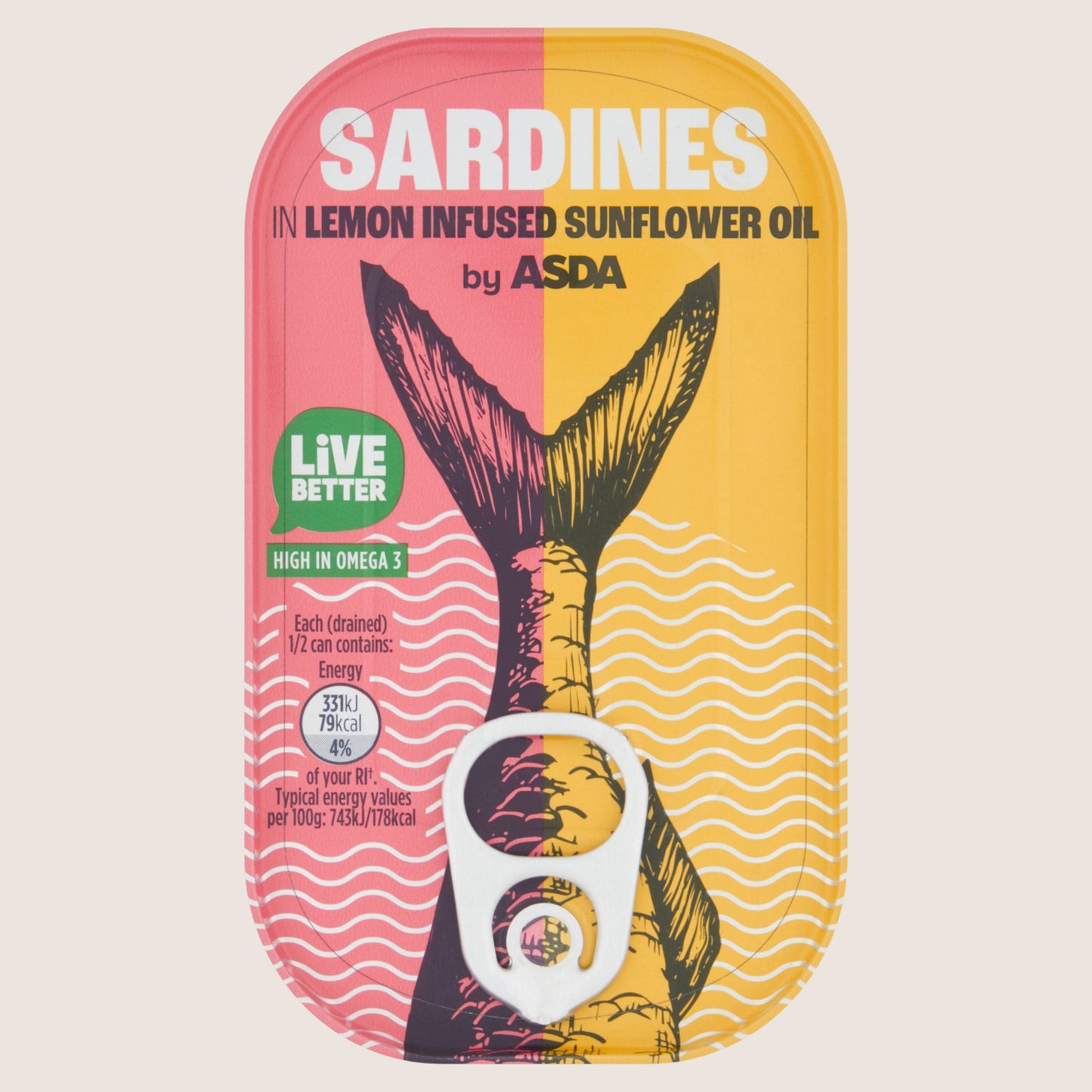 ASDA ASDA SARDINES IN LEMON INFUSED SUNFLOWER OIL No Artificial Additives 120g