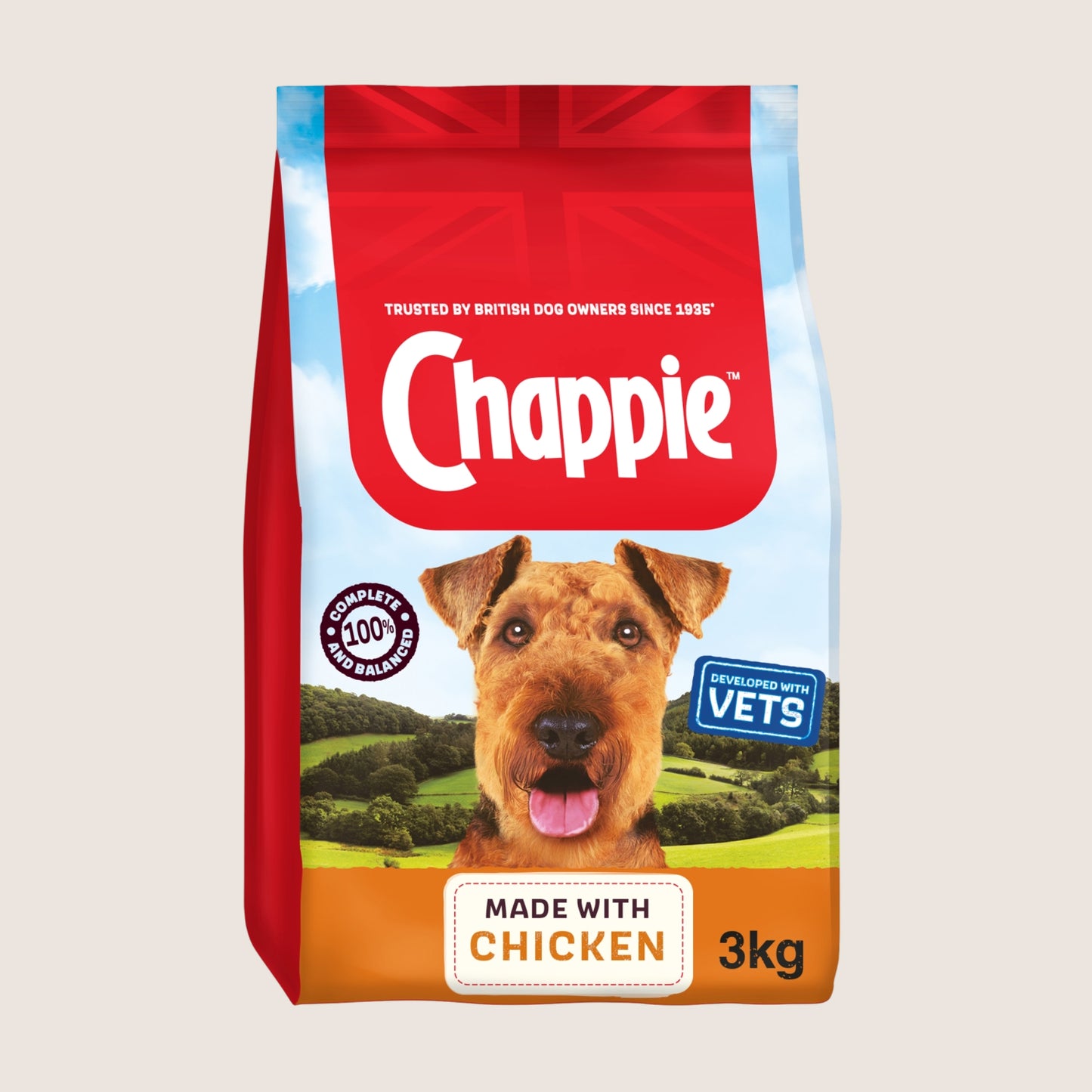 Chappie Complete Adult Dry Dog Food Chicken & Wholegrain Cereal With Omega Oils 3kg