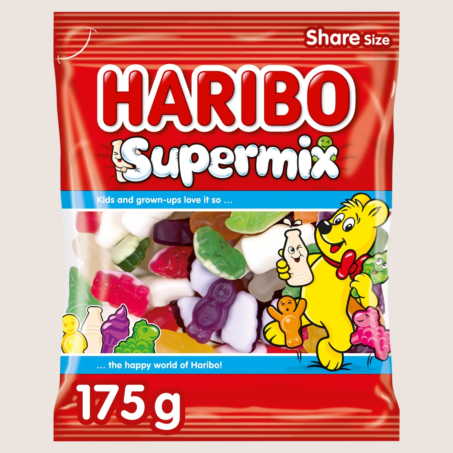 Haribo Supermix Fruit & Milk Flavoured Jelly & Foam Sweets Sharing Bag 175g