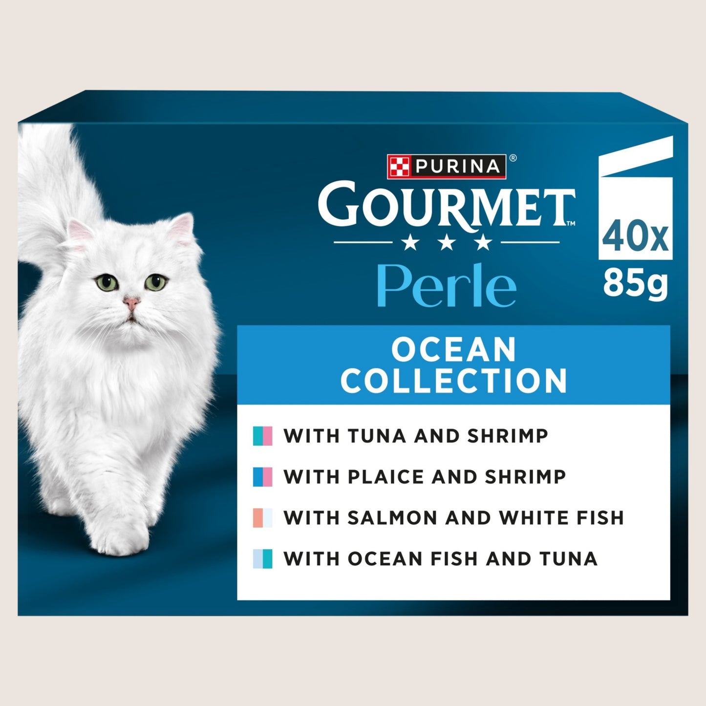 Gourmet GOURMET Perle Mini Fillets in Gravy Ocean Collection Wet Cat Food No Artificial Additives 40x85g