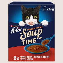 Felix Soup Time Tender Strips Farm Selection Wet Cat Food Nutritionally Complete 6x48g