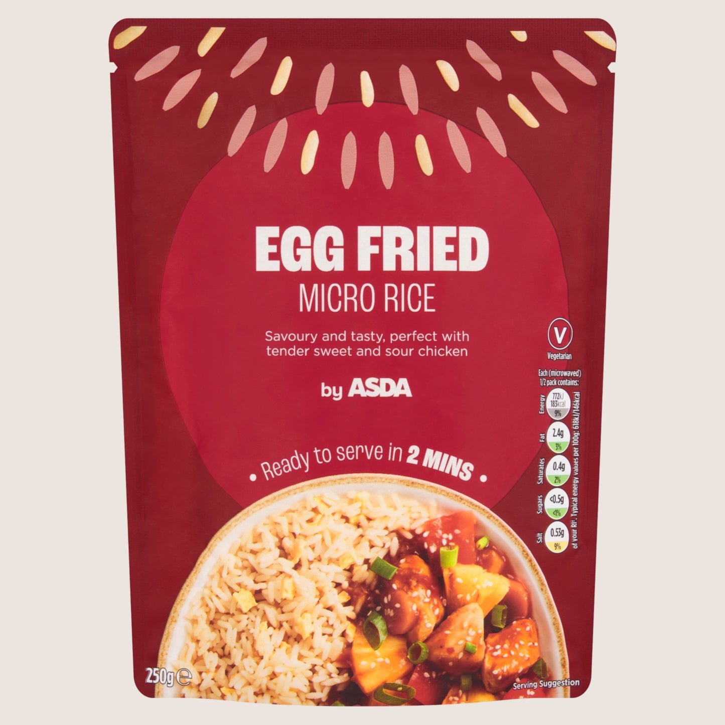 ASDA Egg Fried Micro Rice No Artificial Additives 250g