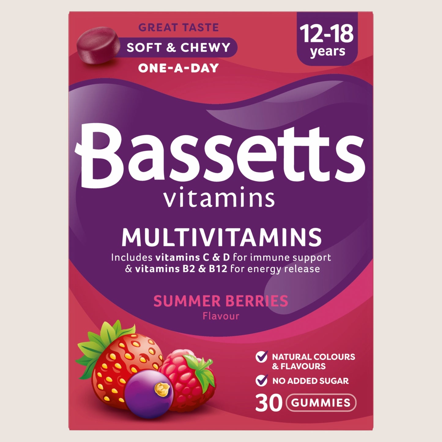 Bassetts Soft & Chewy Multivitamins Summer Berries Flavour 30 Gummies