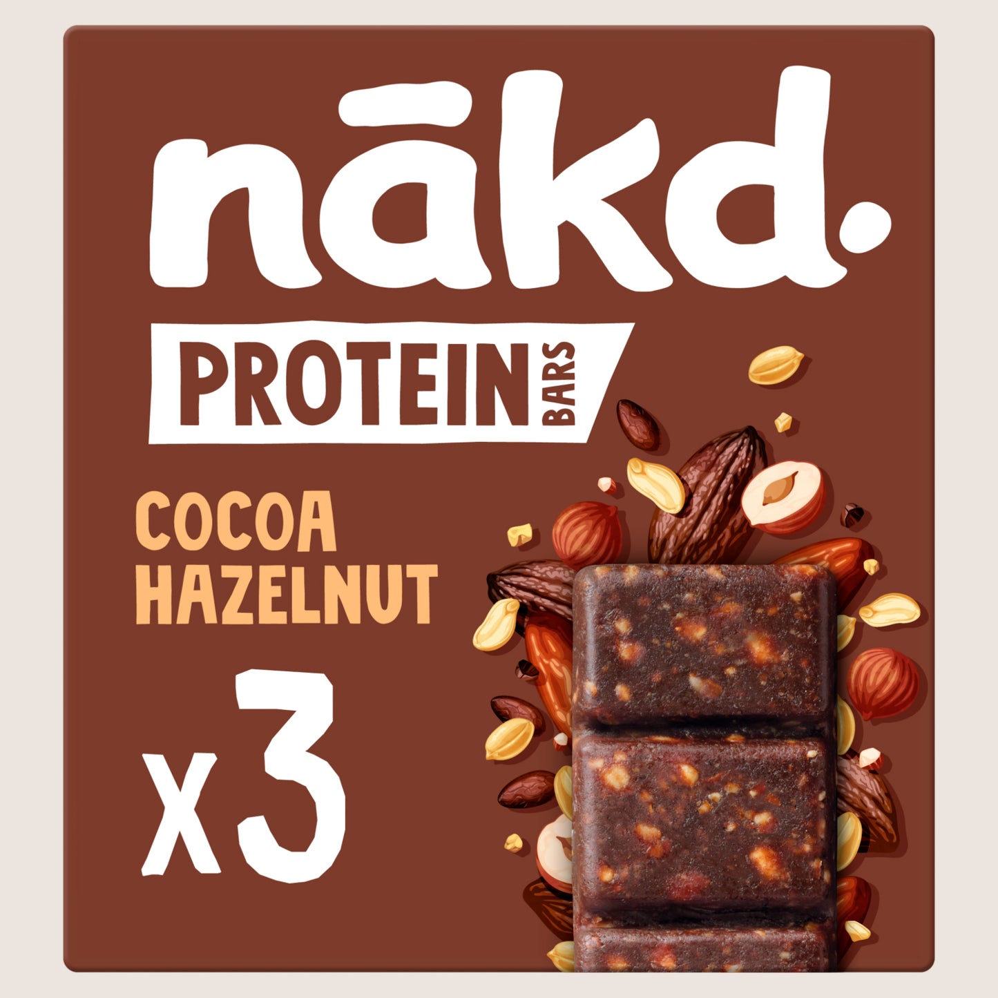 Nakd nakd. Protein Cocoa Hazelnut Fruit & Nut Bars Free From Artificial Additives 3 x45g