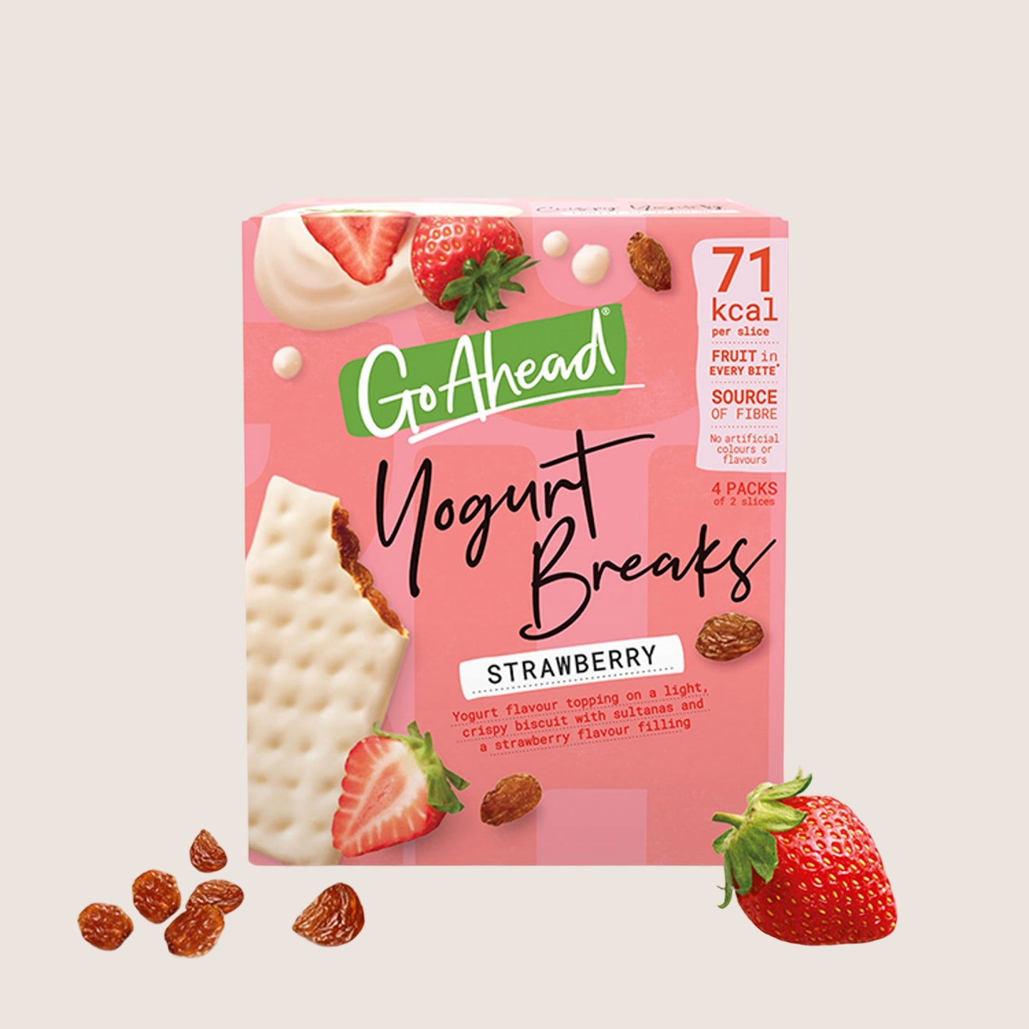 Go Ahead Strawberry Fruit Yogurt Breaks Snack Bars Multipack Vitamin Fortified 4 x 35.5g