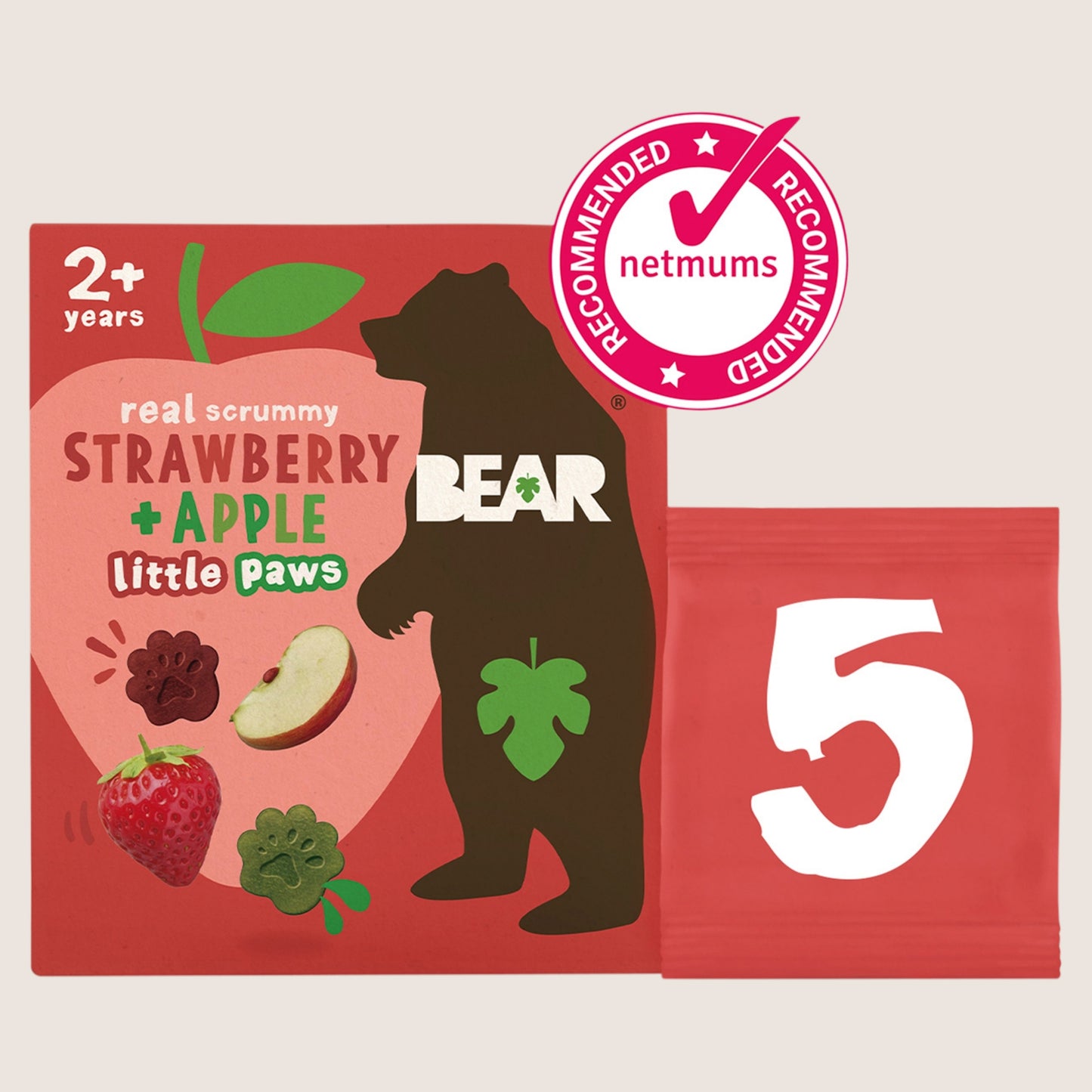 BEAR Little Paws Strawberry and Apple 2+ years Gluten Free 5x20g