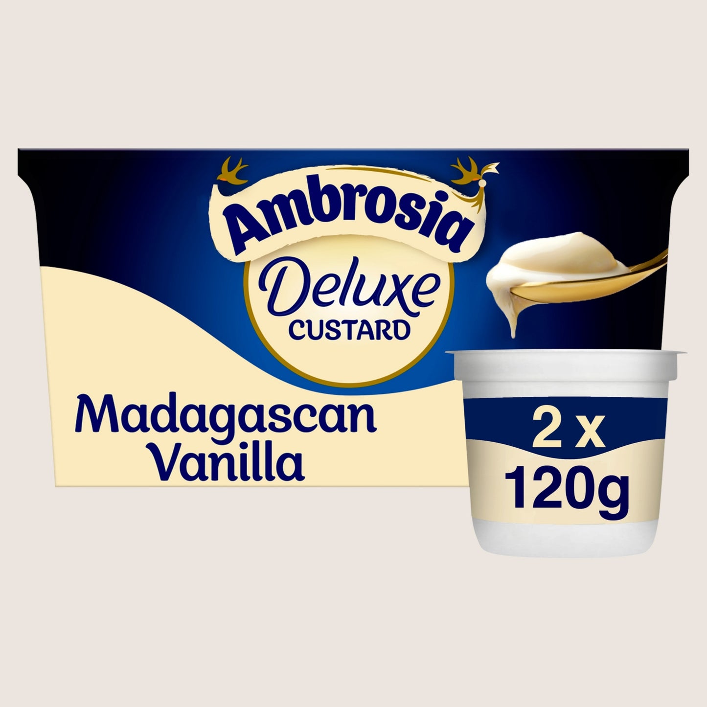 Ambrosia Deluxe Madagascan Vanilla Custard Dessert Snack Pots No Artificial Additives 2 x 120g