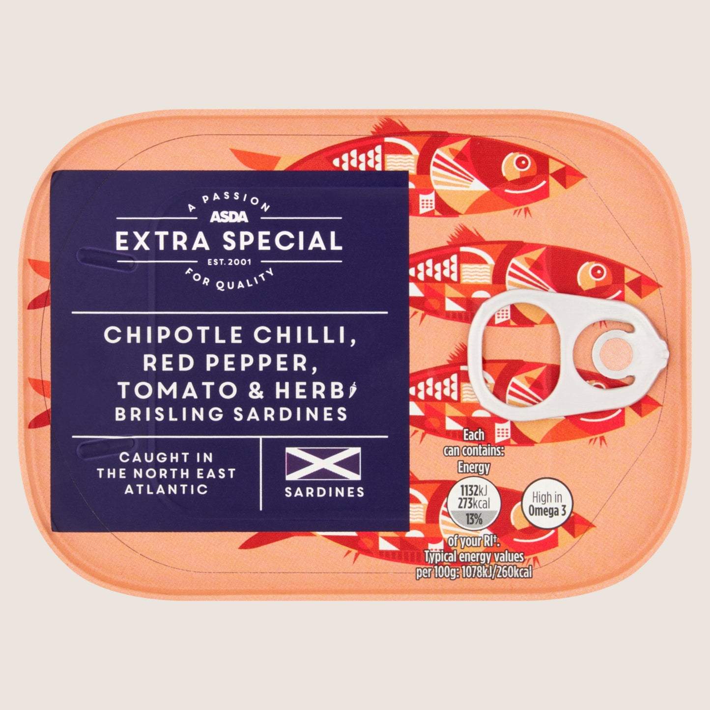 ASDA Extra Special Chipotle Chilli, Red Pepper, Tomato & Herb Brisling Sardines Sun Ripened Tomatoes 105g