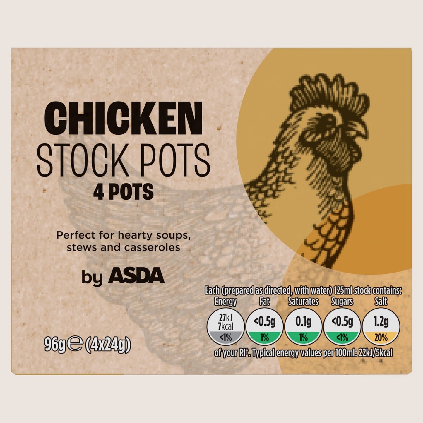ASDA Chicken Stock Pots No Artificial Additives 4 x 24g
