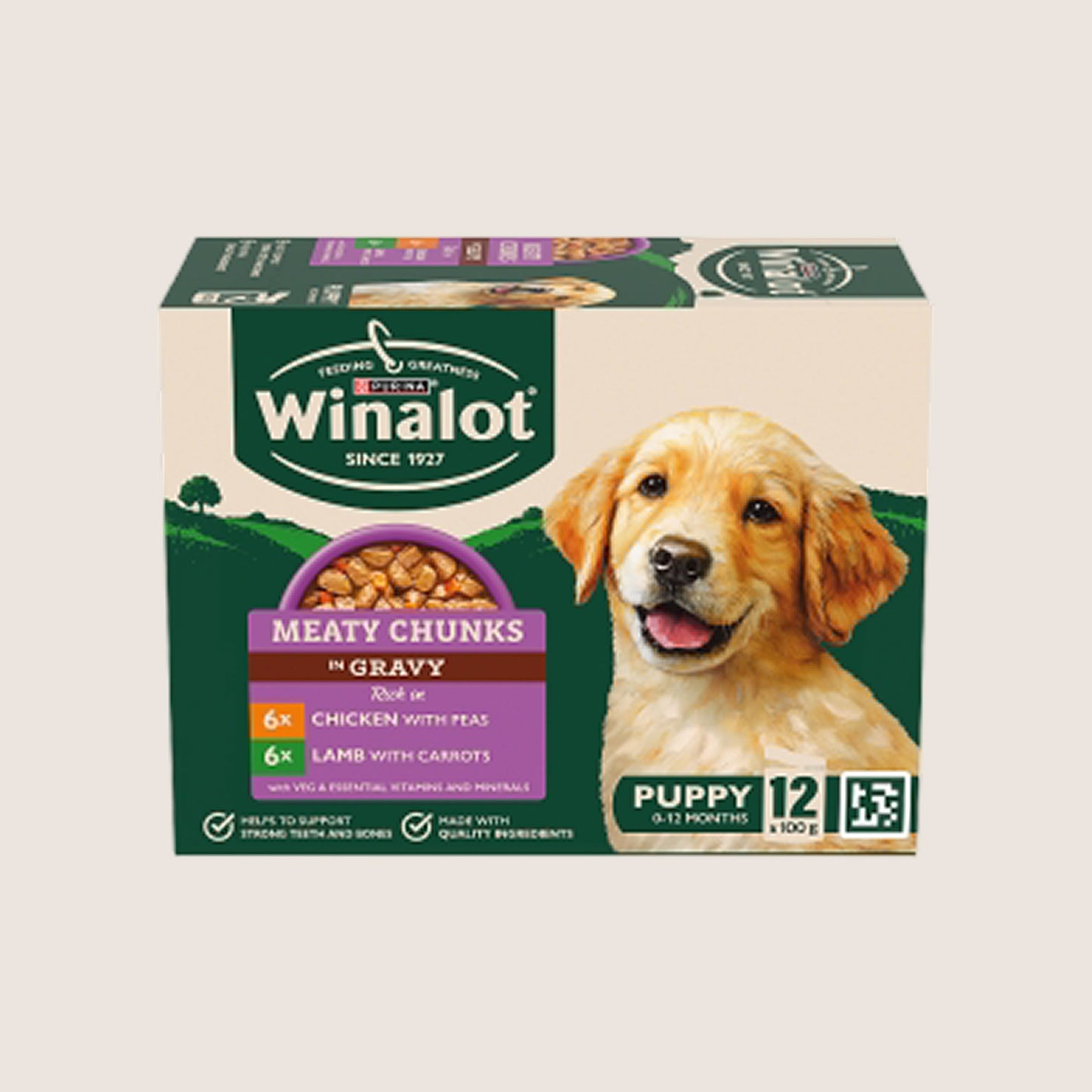 Winalot Meaty Chunks Puppy Mixed in Gravy Wet Dog Food For Growing Pets 12x100g