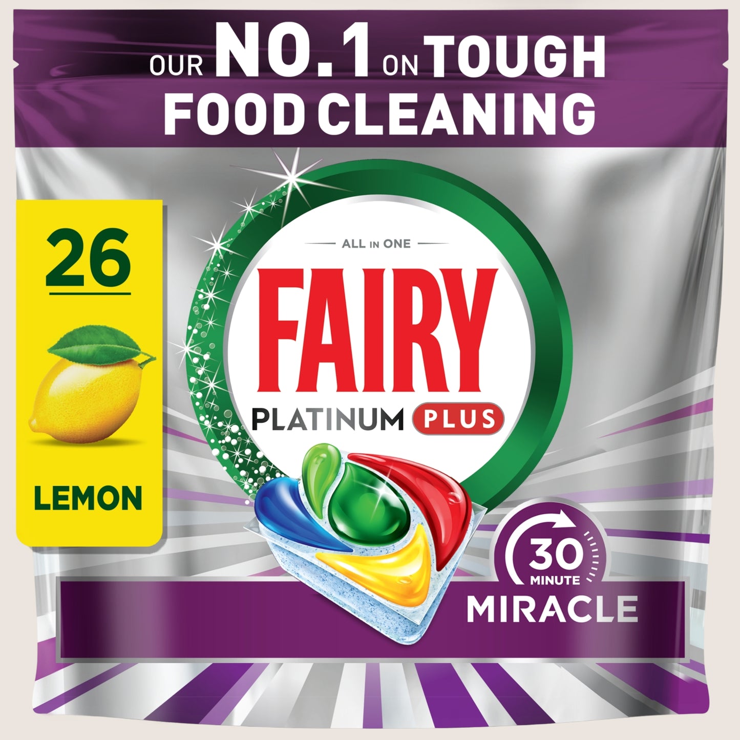 Fairy 30 Minute Miracle Platinum Plus Dishwasher Tablets 26 Capsules