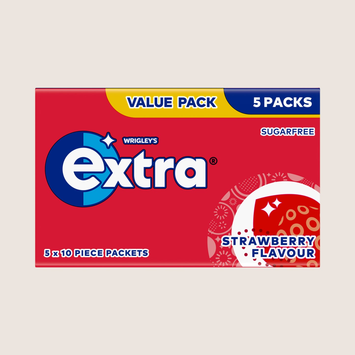 Extra Strawberry Flavour Sugarfree Chewing Gum 5x10 Pieces