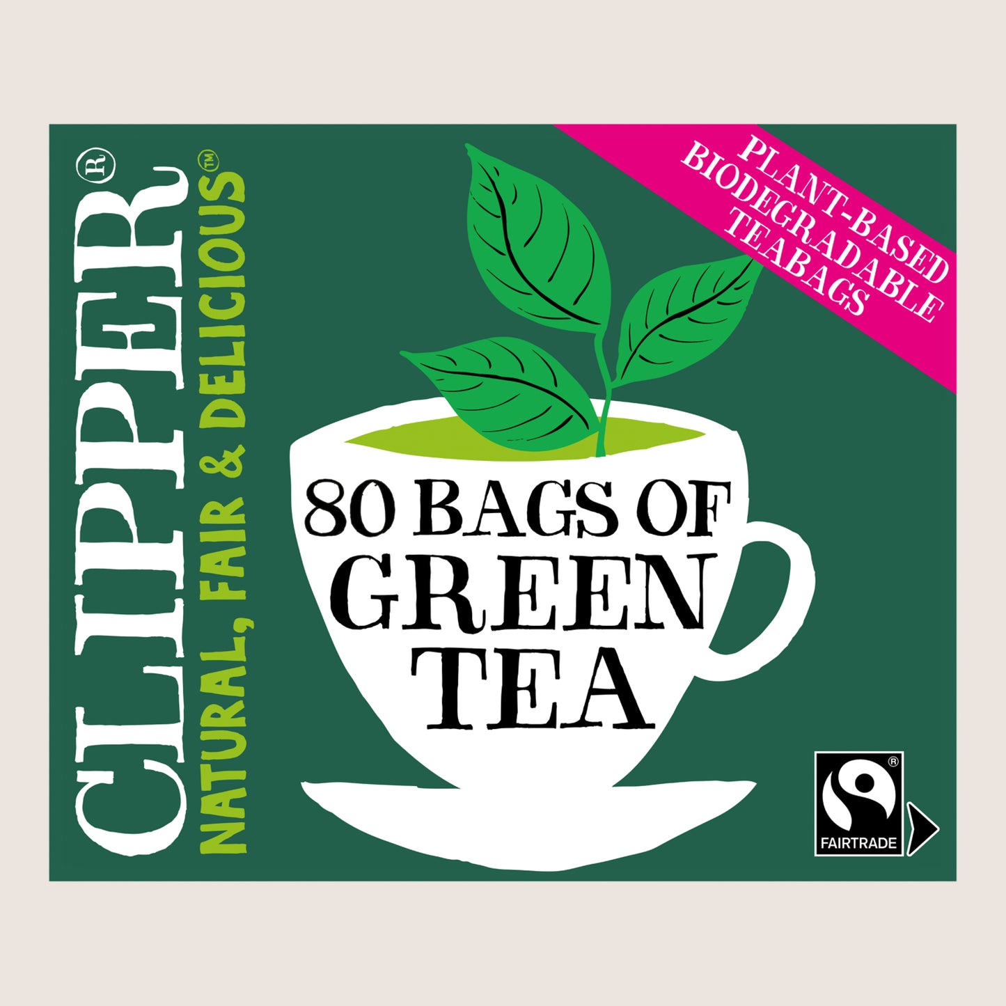 Clipper Fairtrade Pure Green Tea 80 Tea Bags No Artificial Additives