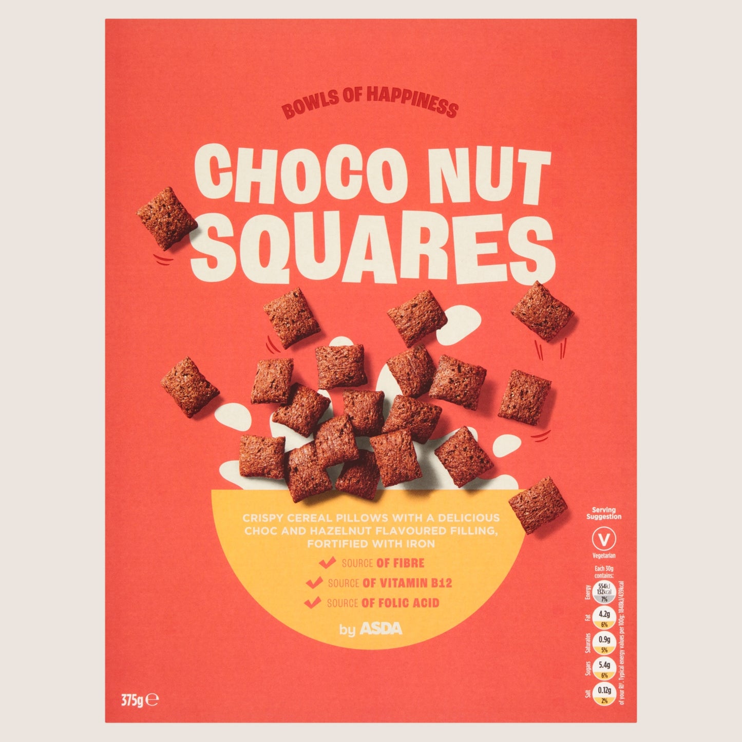 ASDA Choco-Nut Squares Vitamin Fortified 375g