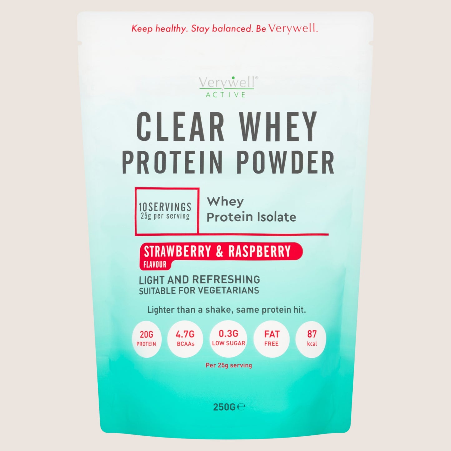 Verywell Active Strawberry & Raspberry Flavour Clear Whey Protein Powder