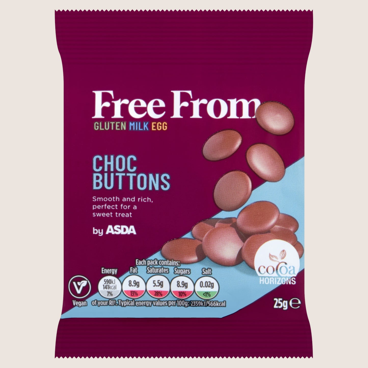 ASDA Free From Free From by Choc Buttons 25g