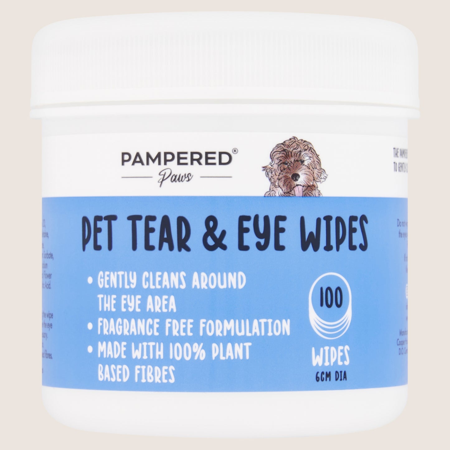 Pampered Paws 100 Pet Tear & Eye Wipes