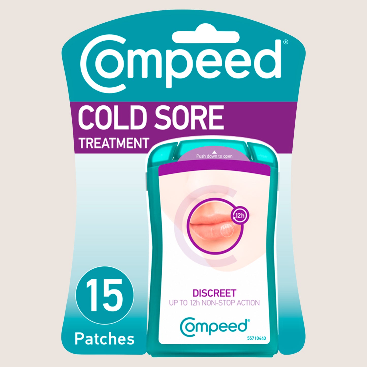 Compeed Hydrocolloid Cold Sore Treatment Patches (15 Invisible Plasters for Cold Sores) - 12 Hours Protection from Water, Bacteria & Viruses - Discreet, Easy to Apply Patches with Patch Applicator