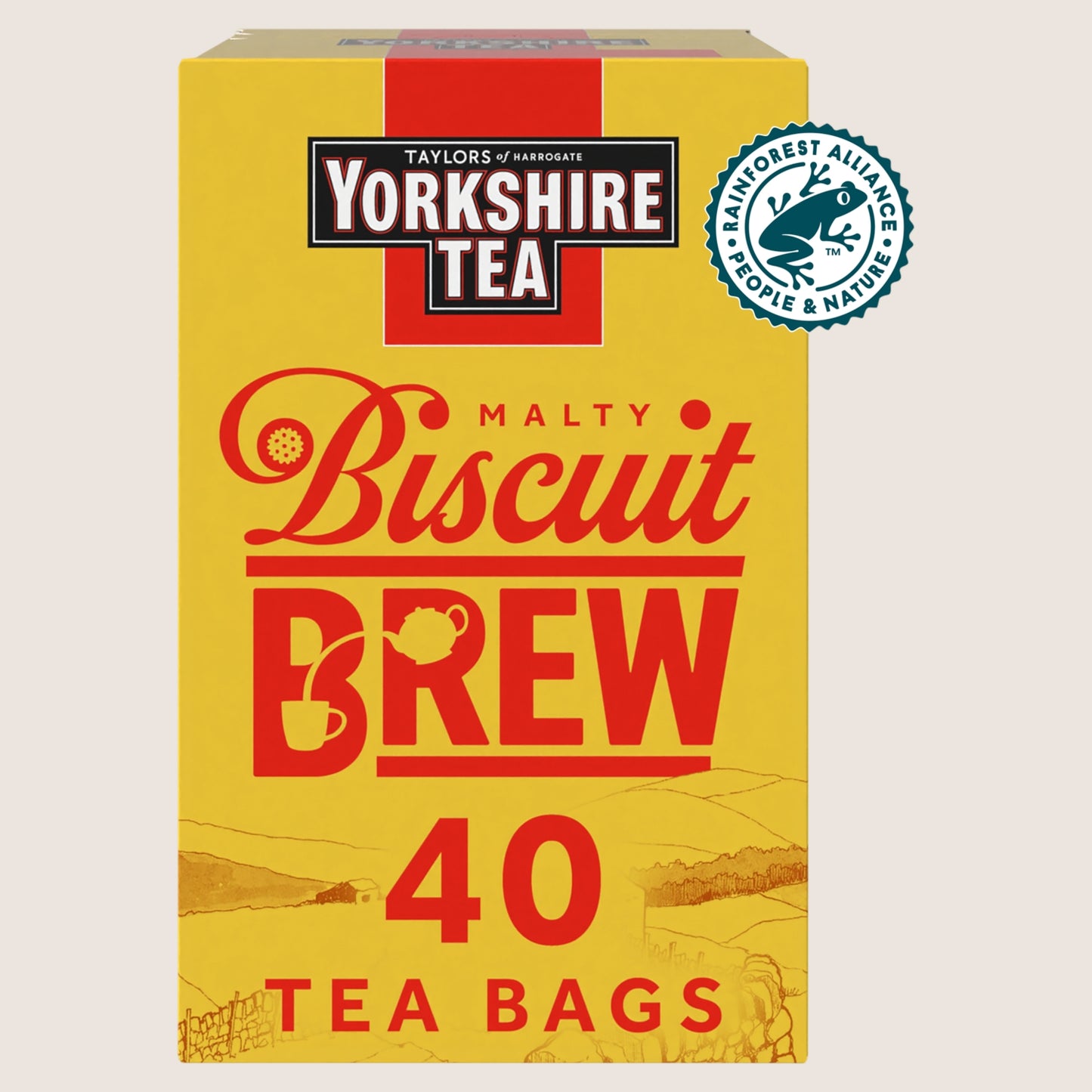 Taylors of Harrogate Yorkshire Tea Malty Biscuit Brew 40 Tea Bags Rainforest Alliance Certified 112g