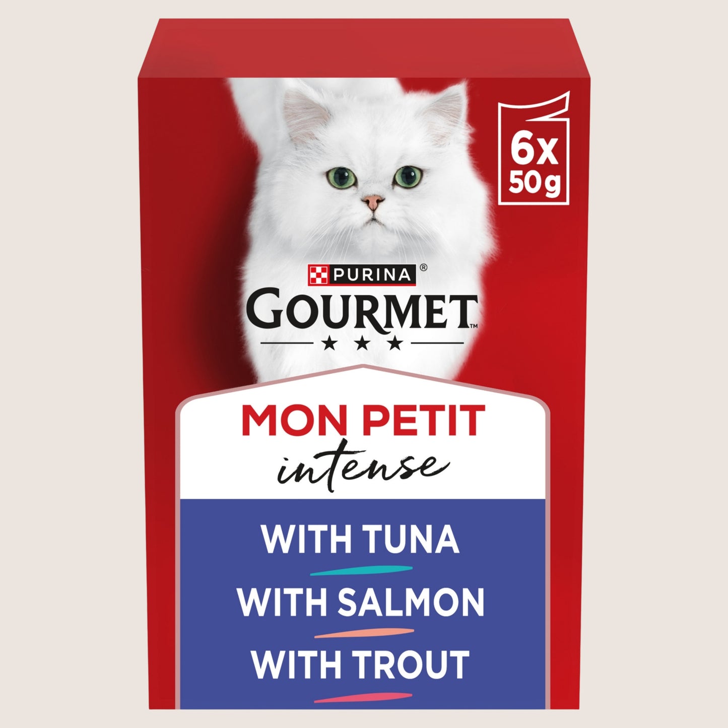 Gourmet Mon Petit Fish Variety Tuna; Salmon; Trout Wet Cat Food Nutritionally Complete 6x50g