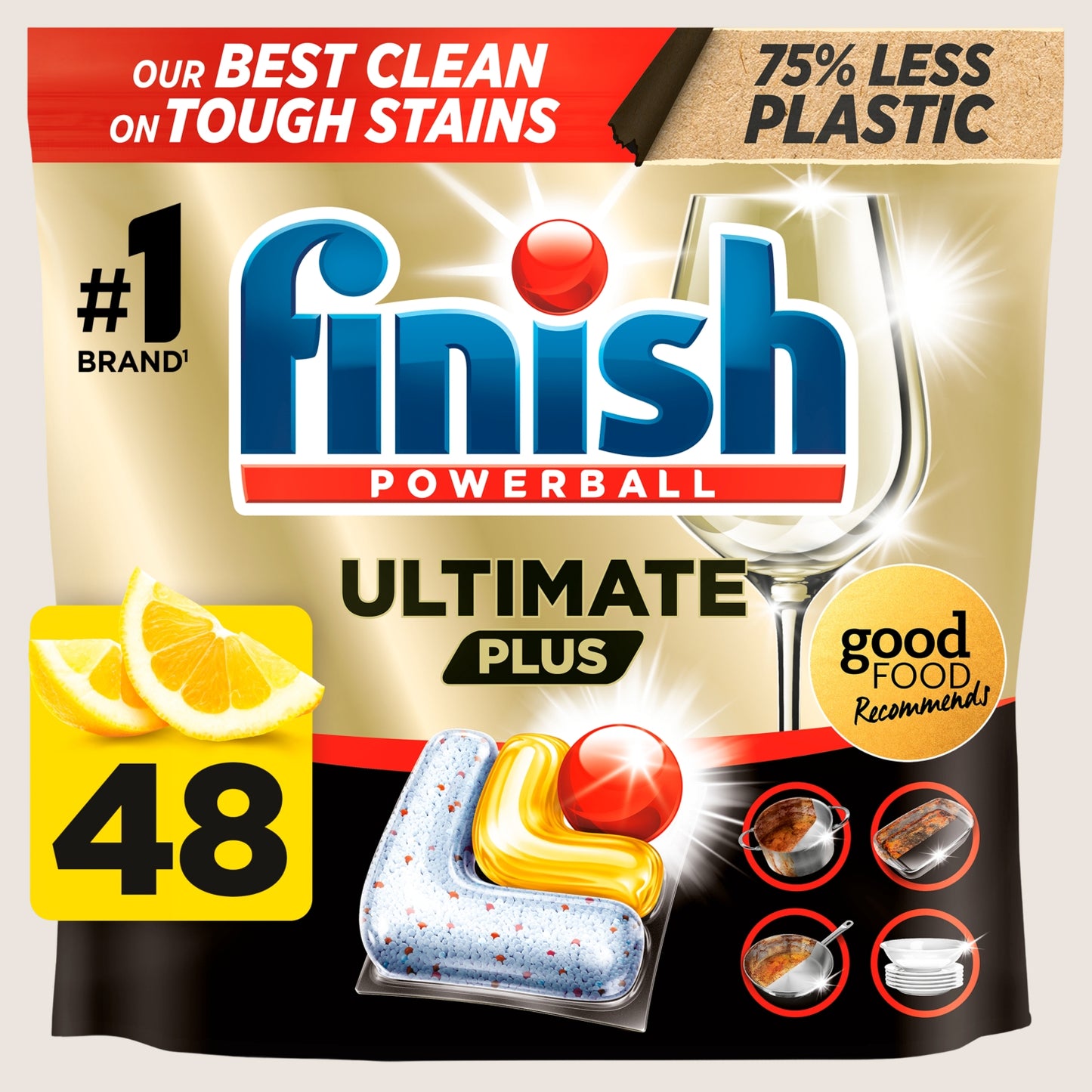 Finish Ultimate Plus All In One Lemon Dishwasher Tablets Lemon - 48 Tabs