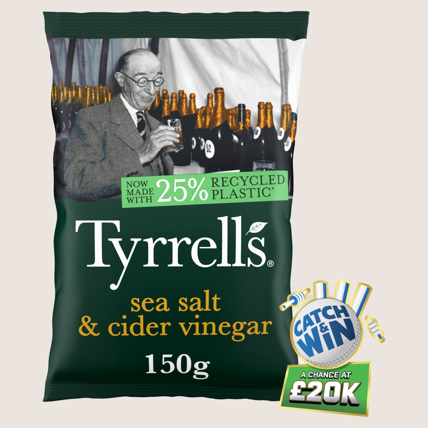 Tyrrells Sea Salt & Cider Vinegar Sharing Crisps No Artificial Additives 150g