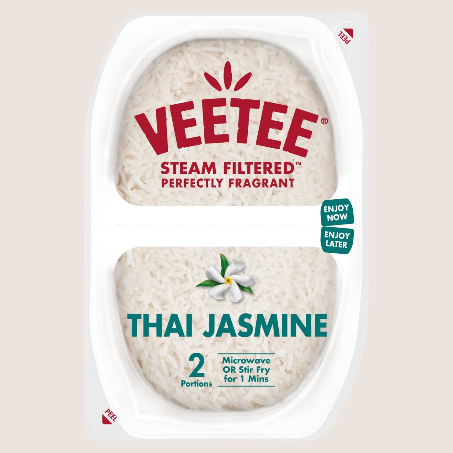 Veetee Steam Filtered Thai Jasmine No Artificial Additives 2 x 140g