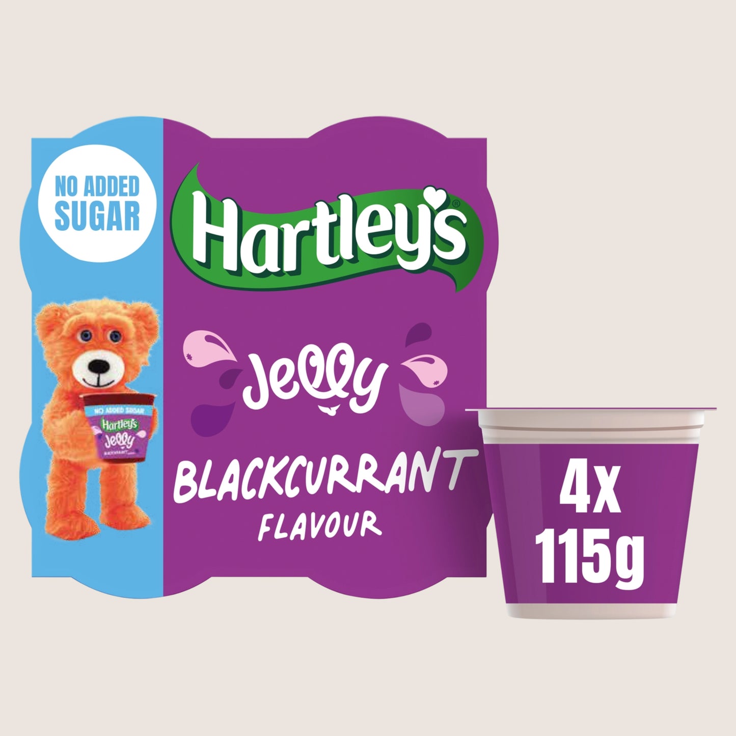 Hartley's No Added Sugar Blackcurrant Flavour Jelly 4 x 115g