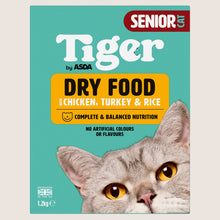 ASDA Tiger Senior Cat Dry Food with Chicken, Turkey & Rice Complete Nutrition 1.2kg