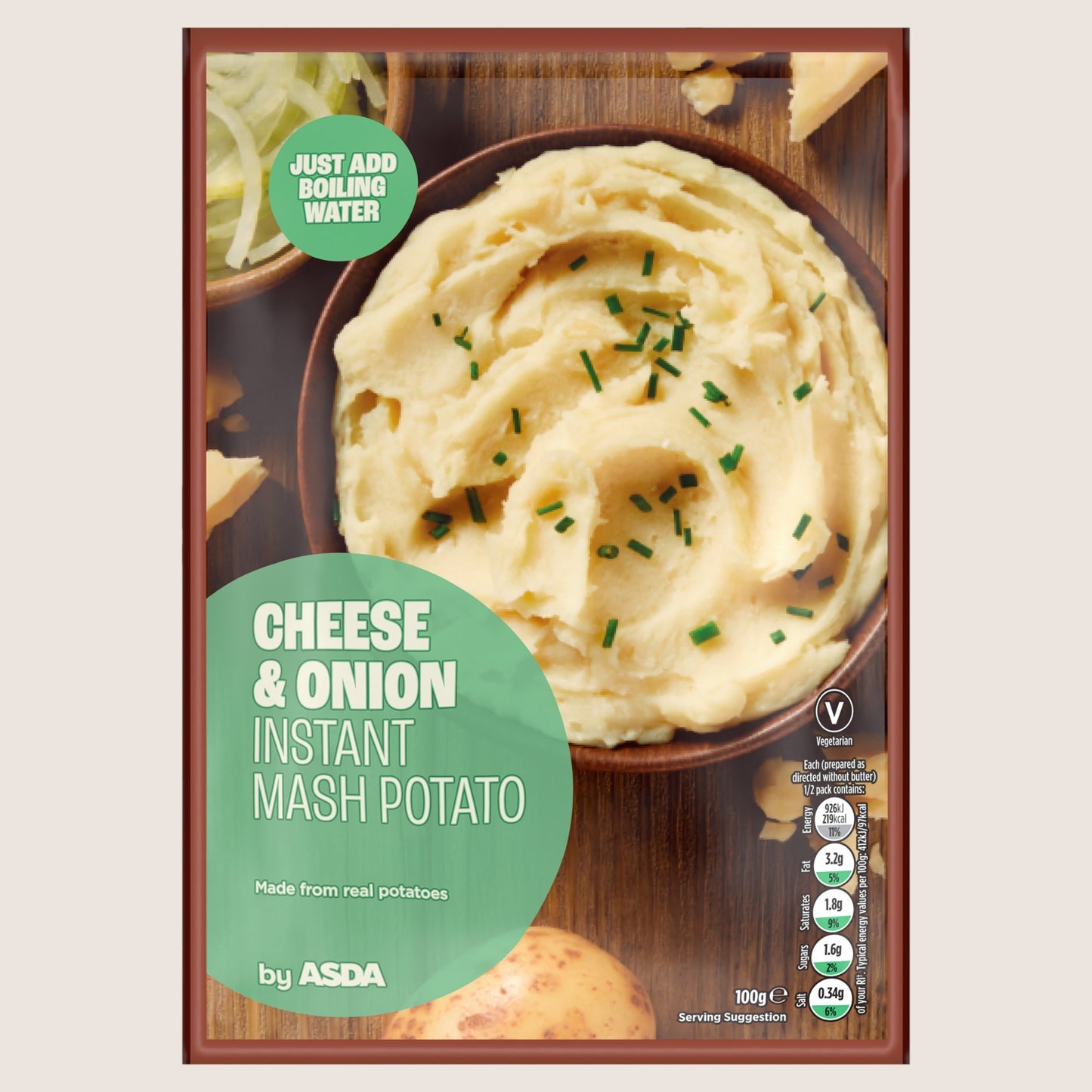 ASDA ASDA Cheese & Onion Instant Mash Potato No Artificial Additives 100g