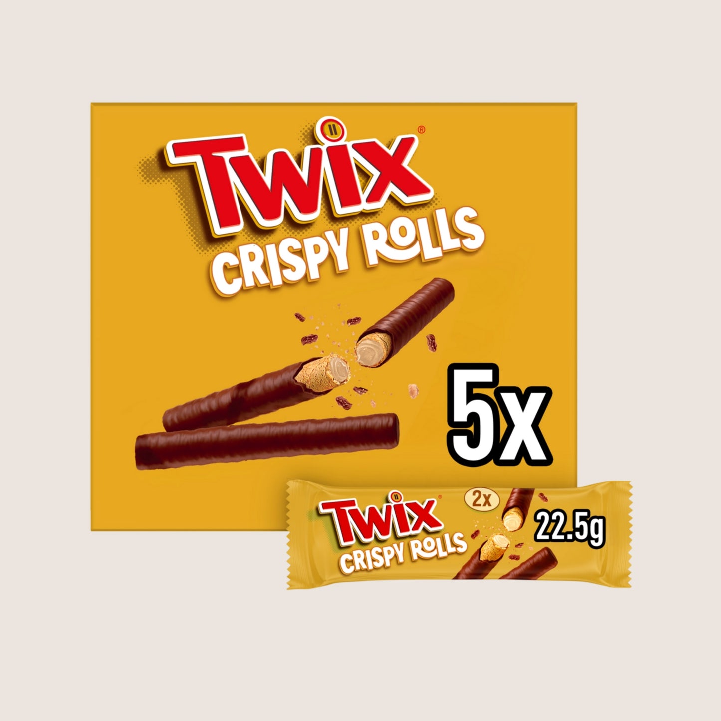Twix Milk Chocolate Crispy Rolls Snack Bar Bars 5 Pack 5 x 22.5g