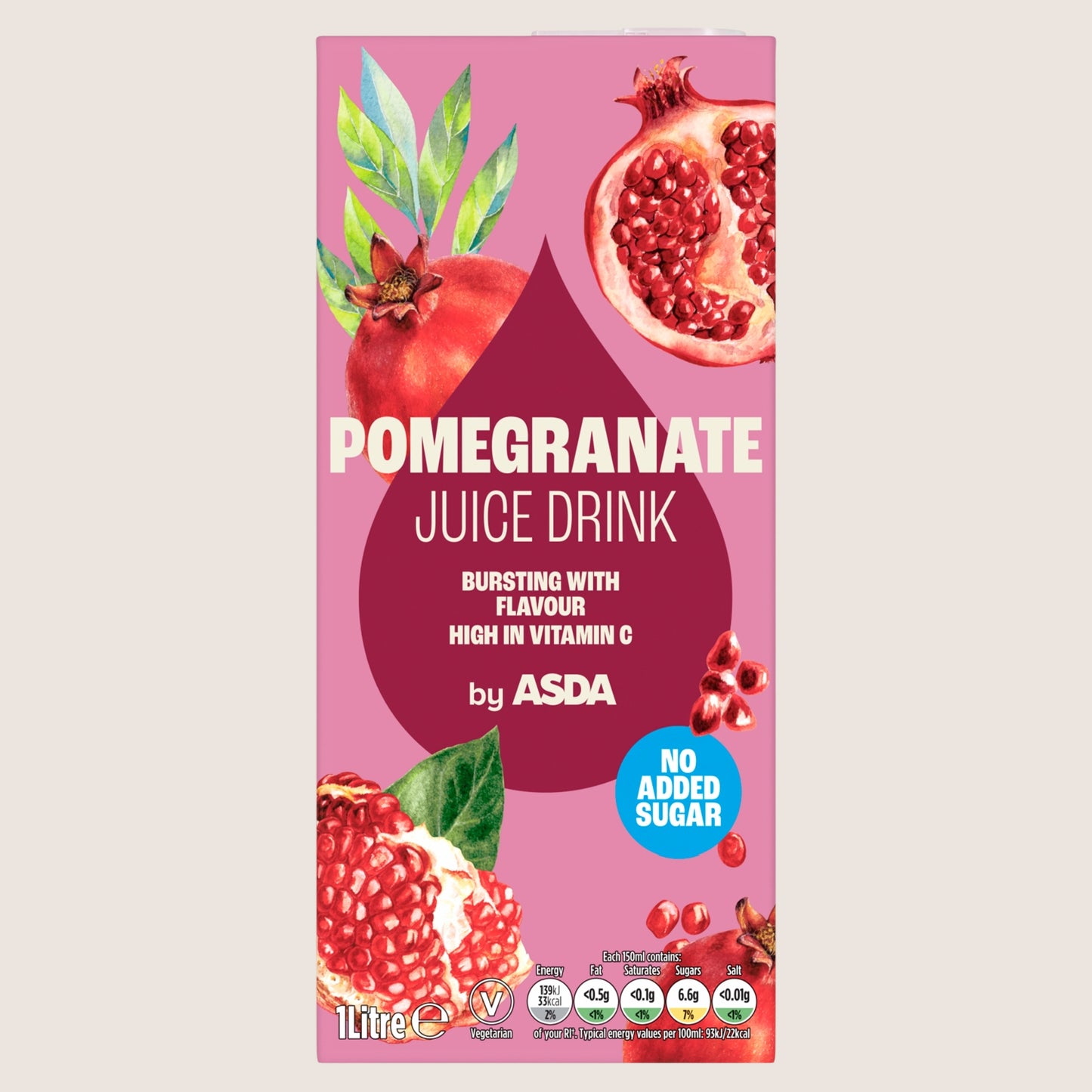 ASDA Pomegranate Juice Drink No Added Sugar 1 Litre