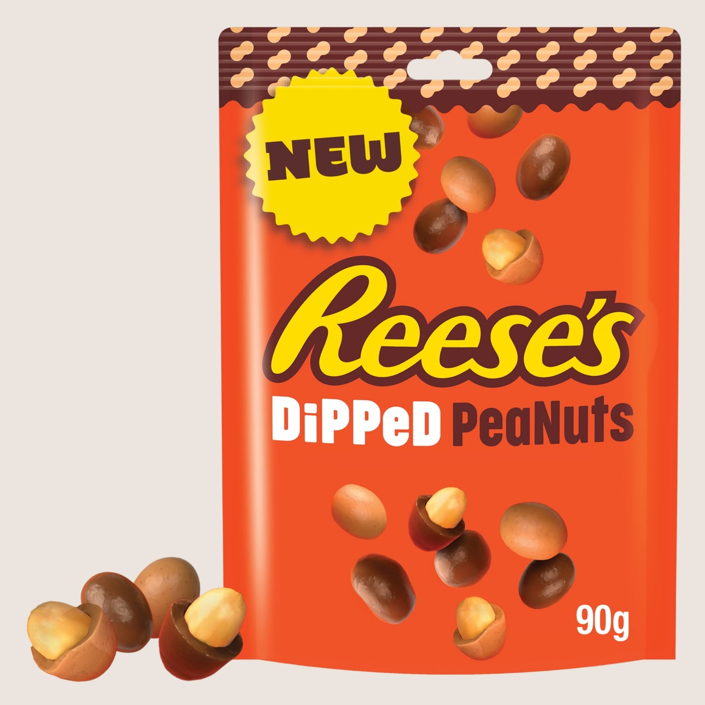 Reese's Dipped Peanuts - Peanuts Dipped in Milk Chocolate Flavour and Peanut Butter Coatings Sharing Bag 90g